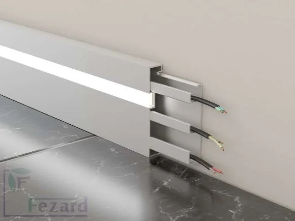 Алюминиевый плинтус Fezard Кабельный ALP-G80-LF Алюминий 80*15*2500 мм в Миассе